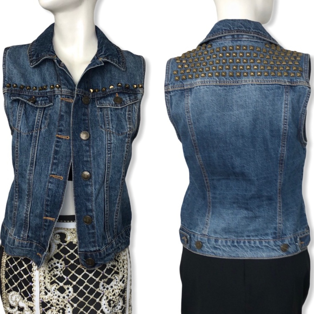 BDG Urban Outfitters Blue Denim Studded Jean Vest Size S